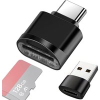2Pcs TF Card Reader, USB C to SD Card Reader, Type C TF Memory Card Reader, USB OTG Card Reader for IPhone MacBook Galaxy Laptop