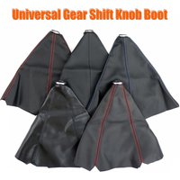 Universal PU Leather Car Gear Knob Shift Collars Carbon Fiber Car Truck Manual Stick Shifter Boot Cover Gaiter Black Blue Red