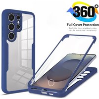 360 Clear PC Shockproof Case For Samsung S25FE S25 EDGE S24 S23 Ultra S22 S21 Plus Silicone Soft Frame Screen Protection Cover