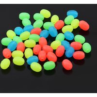 50pcs Colorful Soft Rubber Fishing Beads, 0.17inch Elliptical Fishing Bait Eggs with a Centered Hole