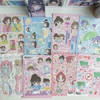 1/8PCS Korea Cartoon Girl Stickers Cute Girl Character Stickers Hand Account Diary Notebook Scrapbook DIY Decorative Stickers