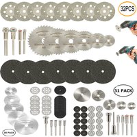 6-32Pcs Mini Circular Saw Blade Set Sanding Grinding Wheel Cutting Disc for Dremel Accessories Metal Cutting Rotary Tools