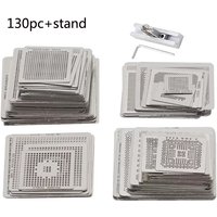 130Pcs BGA Universal Reballing Rework Net Stencils Steel Template Mesh Directly Heat Set Kit