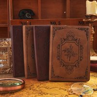 144 sheets Vintage Premium Genuine Leather Embossed Journal Lined Thick Paper Notebook Writing Diary Monthly Schedule Planner