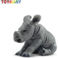 Toymany Simulation Rhinoceros Calf Wildlife Animal Model Toy Mini Figures Dolls Action Figurines Toys Children Gift