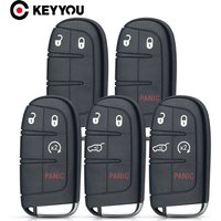 KEYYOU Car Key Shell For Chrysler Jeep Compass Renegade Cherokee Smart Remote Key Fob Case 2/3/4/5 Button Emergency Insert Blade