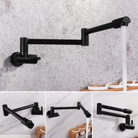 Robinet de cuisine pliant mural tout en cuivre 360 ° Robinet de remplissage de Pot brossé noir froid à Rotation unique, bras oscillant, trou unique