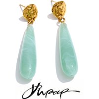 Yhpup 4 Color Acrylic Resin Teardrop Dangle Summer Earrings for Women Stainless Steel Exclusive Candy Fashion Jewelry