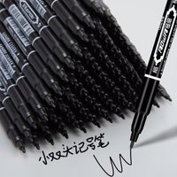 10pcs Double Head Marker Pen Permanent Markers Pens Waterproof Black/Blue/Red Oily Ink Pen For School Stationery Office Supplies