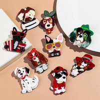 New Acrylic Cute Glasses Pet Dog Brooches for Women Lovely Cartoon Animal Cocker Spaniel Pins Lapel Badges Fashion Jewelry Gifts