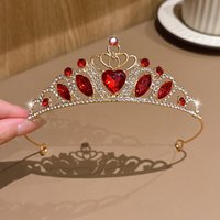 1 fashionable, simple, sweet and elegant golden red crown suitable for daily hair accessories