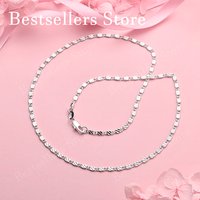 925 Sterling Silver 16-30 Inch Classic Simple Flat Chain Necklace Men Women Fashion Party Engagement Accessories