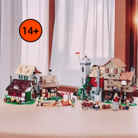 European Architecture Desktop 3304PCS Medieval Town Square Model In Stock Ornament Home Decor Creative Toys Gifts for Friends