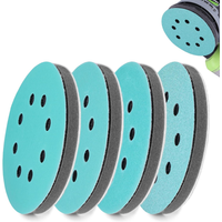 5inch/125mm Orbital Sander Interface Pad and Sanding Disc, 4 Foam Buffer Pads and 8 Sandpapers(80/120/240/320), 8-Hole Hook and