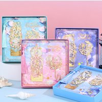 2 Pcs Marine Animals Metal Bookmarks Hollow Shell Starfish Jellyfish Shapes with Tassel Chain for Book Lovers Teachers Friends
