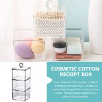 1Set Makeup Cotton Storage Box Transparent Acrylic Storage Container with Lid Cotton Swab Holder Toothpick Organizer Desktop