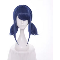 Short Navy 2 Ponytails Cosplay Ladybug Wigs Synthetic Hair Costume Wigs with Bangs Party for Halloween Ladybug