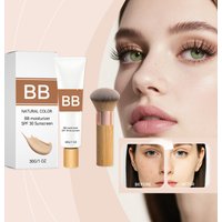 SPF 30 Tinted Moisturizer BB Cream with Hyaluronic Acid Hydrating Skin Tint Natural Glow Foundation & Eco Brush Face Makeup