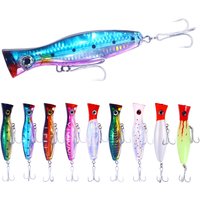 1pc 12.5cm 41g Big Popper Fishing Lure Bait Pesca Treble Hooks Crank Bait 3D Eyes Artificial Hard Bait Carp Pike Fishing Tackle