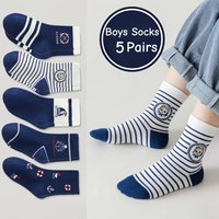 1-14T Kids' Socks Spring Autumn Cotton Socks 5 Pairs/lot Soft Cotton Socks Calf Socks Little Big Boys Crew Sock