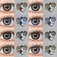 VISUASHOW 1pair Circle Lenses Big Eyes,Blue/Green Natural Contacts Lenses Doll-eye Lens for Christmas makeup Eyeshadow palette