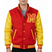 Men's Retro JackEt Michael JaEkson Cosplay Red Yellow Colorblock Varsity Bomber Cosplay Costume Stage Daily Outfit