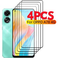 1/2/3/4PCS Full Cover Glass For OPPO A78 4G Glass OPPO A78 4G Tempered Glass HD 9H Full Cover Glue Screen Protector OPPO A78 4G