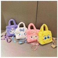 Hello Kitty Sanrio Plush Bag Kuromi Melody Cartoon Anime Portable Handbag Crossbody Cosmetic Kawaii Storage Bag Women Girls Gift