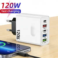 120W USB C Desktop Charger 5 in 1 Fast Charging Mobile Phone Travel Adapter QC3.0 for iPhone Samsung Xiaomi Tablet EU US Plug