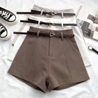 ITOOLIN décontracté femmes Shorts a-ligne taille haute court Chic bureau dame Shorts avec ceinture Vintage femme pantalon printemps été