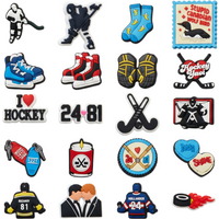 20-100Pcs I Love Hockey TV Character PVC Shoe Decorations Ice Hockey Skates Sandal Buckle Charms For Birthday Gifts