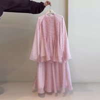 2026 New Women's Clothing Patchwork Pink Floral Loose Chiffon Elegant Set