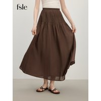 FSLE 2025 Summer Women's Structured Tuck High Waist A-Line Skirt - Flared Hem & Lightweight Fabric for Slimming Elegance