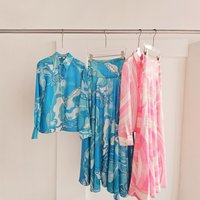 Summer Two Piece Sets Womens Outifits Court Style Lapel Long Sleeve Shirt Fashion Printed Dress Sets Luxury Elegant Suit Women