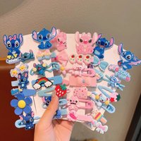 14pcs New Disney Stitch Hairpin Girls Hairpin Headgear Baby Girls Cartoon Cute DIY Hair Accessories Clips Little Girl