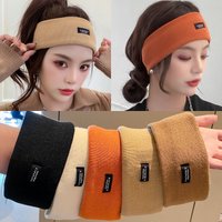 Femmes hiver bandeau large couleur unie tricoté chaud bandeau filles Punk élastique sport bandes de cheveux pour accessoires de cheveux