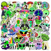 50Pcs Funny Alien Graffiti ET Stickers for DIY Scrapbooking Phone Laptop Motorcycle Luggage Car Skateboard Helmet Bottle