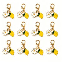 10/20pcs Elegant Charms Lemon Daisy Flower Keychains With Gold Color Lobster Clasp Keychain for DIY Jewelry Accessories