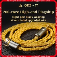 1.2M QKZ T1 -Headphone Upgrade Cable Silver Plated 200 Core Eight Strands Weaving 3 5 Mm 0 75 Mm 2 Pin High End Hifi Audiophile