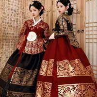 Palace Style Women's Hanbok Hot Silver And Gold Plated Travel Photography Clothing Vintage Korean Wedding Dance Performance Suit
