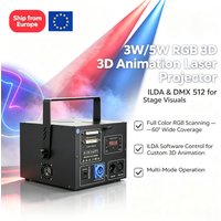 1PCS 2PCS Projecteur laser professionnel RGB couleur 5W 30Kpps avec scanner ILDA DMX pour animation 3D, DJ, discothèque, club, mariage