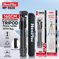 NeePho 160cm 3-Way Pan Head Tripod with Phone Holder, Aluminum Alloy Lightweight Camera Stand NP-3520