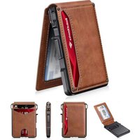 Men RFID Blocking Slim Minimalist Wallet Leather Bifold Front Pocket Purse with Pop-Up Magnetic Closure Money Clip Card Holder