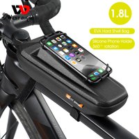 WEST BIKING Bike Front Bag with Phone Holder 1.8L 360° Ratation Bicycle Top Tube Bag Waterproof Mtb Bike Bag Cycling Accessory
