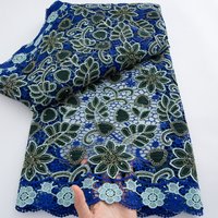 African Cord Water Soluble Lace Fabric Nigerian Embroidery Cotton Lace Fabric 5 Yards Applique for Bridal Sewing Wedding Dresses