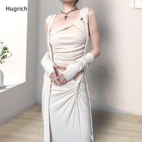 Asymmetric Hollow Strap Camisole With Long Sleeveless Strap Vest Twist Waist Midi Skirt Women Casual Two Piece Outfit