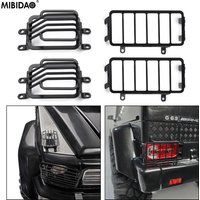MIBIDAO 2Pcs Metal Front Rear Light Cover Tail Light Guards Grille For 1/10 TRX4 TRX6 RC Crawler Car Decoration Parts