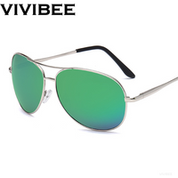 VIVIBEE Metal Polarized Sunglasses Men Pilot Mirror Aviation Drivng Goggles Classic Fishing with UV400 Women Vintage Sun Glasses