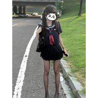 Original Jk Uniform Set Basic Style Sailor Suit Women's College Fashion Short Skirt Set Breathable Lightweight Polyester