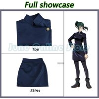 Zenin Maki Cosplay Anime Jujutsu Maki Zenin Cosplay Costume Uniform Wig Top Skirt Glasses Halloween Costumes for Women